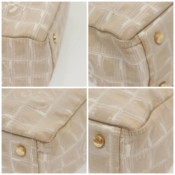 CHANEL New Travel Line Hand Bag Nylon Beige Gold CC Auth ep10569 - Picture 16 of 16